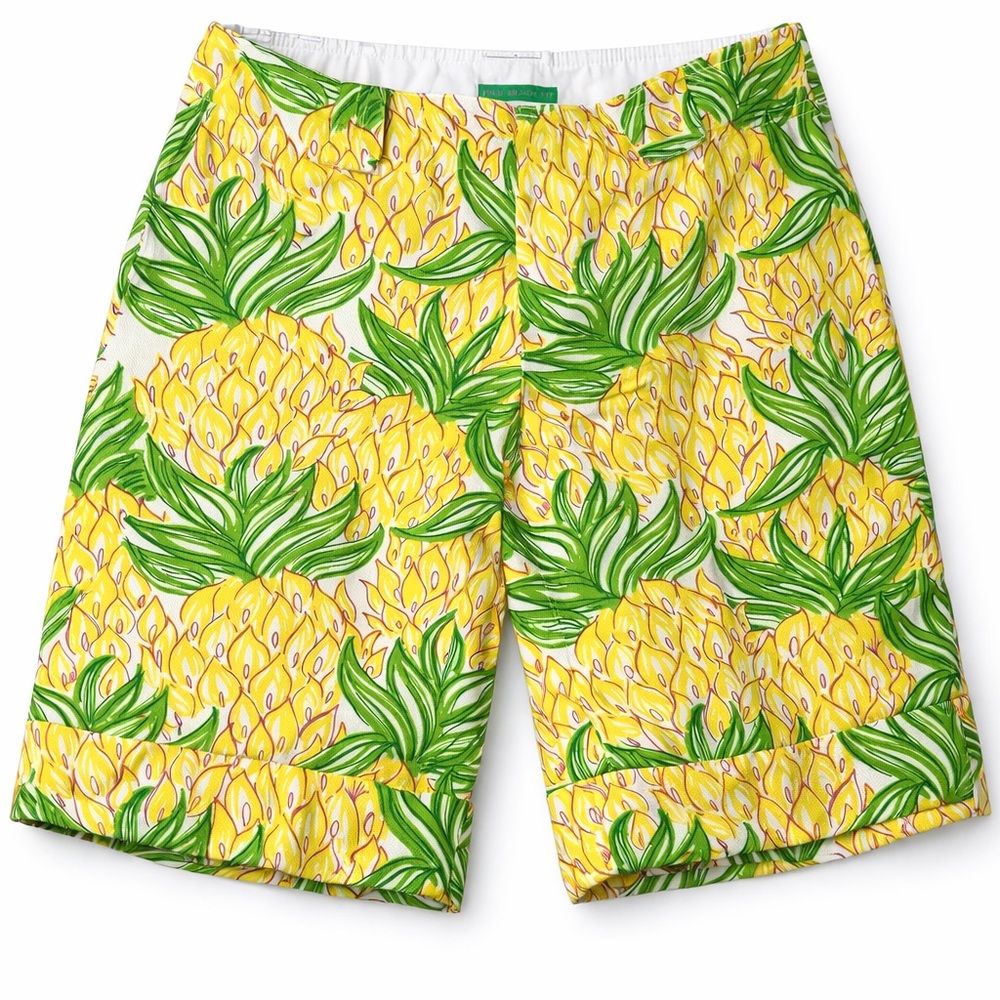 Lilly Pulitzer Pineapple Shorts Size 2 Palm Beach Fit Yellow Green